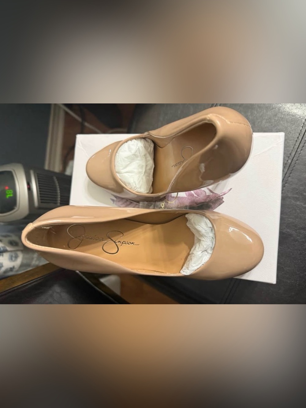 Jessica Simpson Nude Patent Pointed-Toe Stiletto Heels